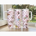thumbnail image 1 of 40oz Minnie Mouse Christmas Tumbler with Handle - Pink Gingham Holiday Collage Cup, Mickey Minnie Friends Insulated Travel Mug, Festive Gift for Her, 1 of 1