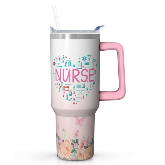 40oz Motivational Nurse Tumbler, Inspirational Quote Stainless Steel Mug with Handle, Uplifting Gift for Nurse, Encouraging Present for Nursing School Graduate