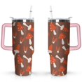 thumbnail image 1 of 40oz Mushroom Red Autumn Stainless Steel Flip Straw Tumbler Spill Proof Travel Cup Double Wall Vacuum Insulated Coffee Mug with Top Handle, 1 of 6