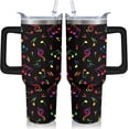 thumbnail image 1 of 40oz Music Teacher Gift Tumbler, Insulated Stainless Steel Cup with Handle & Straw, Musical Note Design, Travel Coffee Mug & Water Bottle, Birthday Appreciation Gifts for Women & Men, 1 of 6