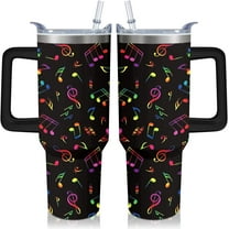 40oz Music Teacher Gifts Tumbler with Handle and Straw, Musical Note Insulated Stainless Steel Cup, Travel Coffee Mug Water Bottle, Appreciation Birthday Gifts for Women Men