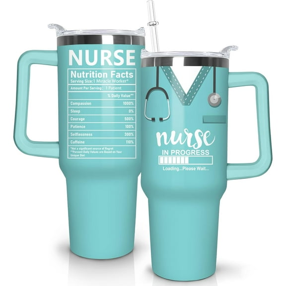 40oz Nurse Gifts for Women Men, Nurse Practitioner Gifts Nurse Appreciation Gifts Nurse Nutrition Facts Tumbler Cup with Lid Vacuum Insulated Stainless Steel Travel Coffee Mug