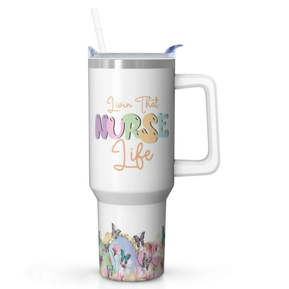 40oz Nurse Tumbler and Water Bottle Combo, Two-in-One Stainless Steel Design, Promotes Hydration, The Perfect Functional Gift for Your Favorite Nurse
