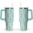 thumbnail image 1 of 40oz Ocean Cute SeaHorse Stainless Steel Flip Straw Tumbler Spill Proof Travel Cup Double Wall Vacuum Insulated Coffee Mug with Top Handle, 1 of 6