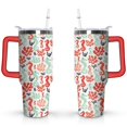 thumbnail image 1 of 40oz Ocean Cute SeaHorse Stainless Steel Flip Straw Tumbler Spill Proof Travel Cup Double Wall Vacuum Insulated Coffee Mug with Top Handle, 1 of 6