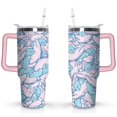 thumbnail image 1 of 40oz Ocean Cute Shark Stainless Steel Flip Straw Tumbler Spill Proof Travel Cup Double Wall Vacuum Insulated Coffee Mug with Top Handle, 1 of 6