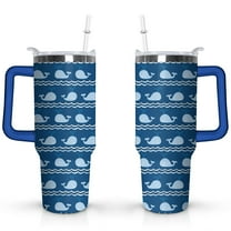 40oz Ocean Cute Shark Stainless Steel Flip Straw Tumbler Spill Proof Travel Cup Double Wall Vacuum Insulated Coffee Mug with Top Handle