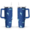 thumbnail image 1 of 40oz Ocean Cute Shark Stainless Steel Flip Straw Tumbler Spill Proof Travel Cup Double Wall Vacuum Insulated Coffee Mug with Top Handle, 1 of 6
