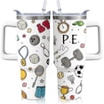 thumbnail image 1 of 40oz PE Teacher Gifts Tumbler with Handle and Straw, Physical Education Stainless Steel Insulated Cup with Lid, Sports Travel Coffee Mug Water Bottle, Birthday Gifts for Women Men, 1 of 6