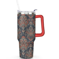 40oz Paisley Stainless Steel Travel Tumbler with Handle, Flip Straw Lid Leak Proof Vacuum Insulated Mug Gift for Men Women