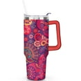 thumbnail image 1 of 40oz Paisley Travel Tumbler with Handle and Leak Proof Flip Straw Lid, Vacuum Insulated Stainless Steel Mug Gift for Him and Her, 1 of 5