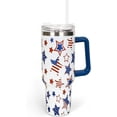 thumbnail image 1 of 40oz Patriotic Stars Stripes Tumbler with Handle Straw and Lid 4th of July Travel Tumbler Independence Day Coffee Cup for Holiday Birthday Party Favors, 1 of 7