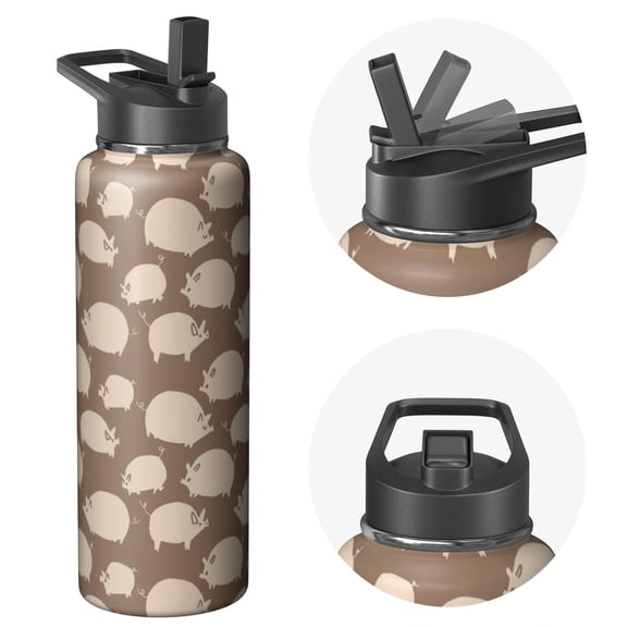 40oz Pig Themed Themed Pig Themed Water Bottle for Hiking & Camping Vacuum Insulated Stainless Steel Leak Proof Hot Cold