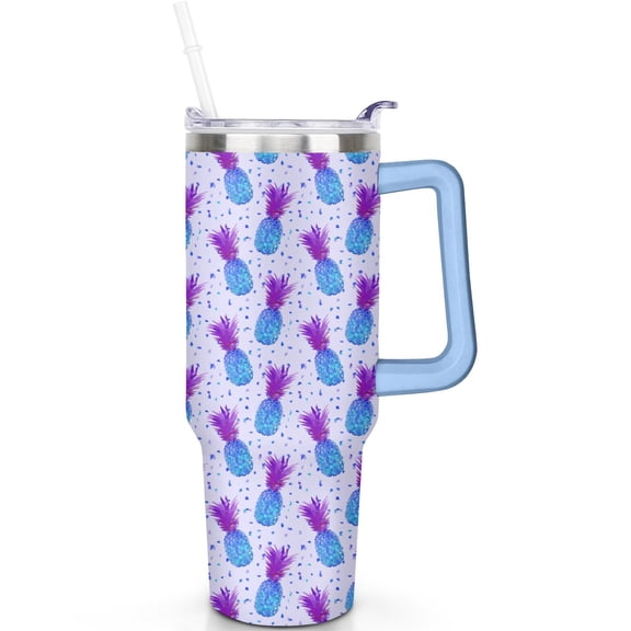 40oz Pineapple Tumbler with Spill Proof Lid Father's Day Gifts for Pineapple Dads 40 oz Theme Tumbler Handle Straw Double Insulated