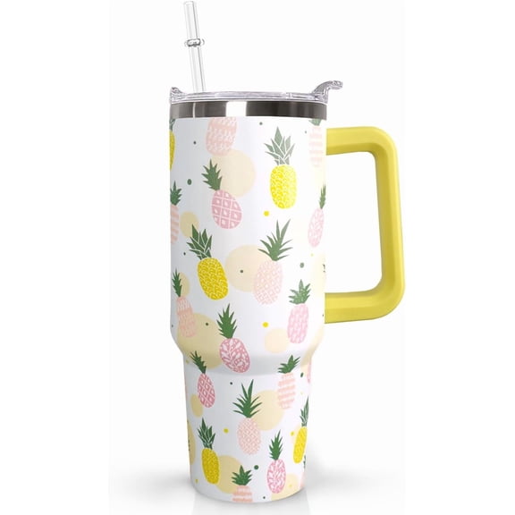 40oz Pineapples Coffee Mug Cup Water BottlesTumbler With Handle Lid and Straw,Pineapples Decor Stuff Accessories