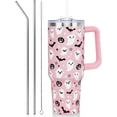 thumbnail image 1 of 40oz Pink Ghost Tumbler with Handle & Straw - Halloween Insulated Stainless Steel Cup - Gift for Women & Teens, 1 of 4