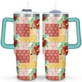 thumbnail image 1 of 40oz Pioneer Colorful Floral Stainless Steel Flip Straw Tumbler with Lid and Straw Spill Proof Travel Cup Double Wall Vacuum Insulated Coffee Mug with Handle Greenish-blue, 1 of 7