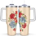thumbnail image 1 of 40oz Pioneer Colorful Floral Stainless Steel Flip Straw Tumbler with Lid and Straw Spill Proof Travel Cup Double Wall Vacuum Insulated Coffee Mug with Handle White, 1 of 7