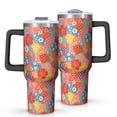 thumbnail image 1 of 40oz Pioneer Flower Floral Print Pattern Insulated Tumbler with Handle, BPA-Free Leak Proof Lid and Straws, Double Wall Vacuum, Hot 12h/Cold 34h, 1 of 6