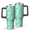 thumbnail image 1 of 40oz Pioneer Flower Floral Print Pattern Insulated Tumbler with Handle, BPA-Free Leak Proof Lid and Straws, Double Wall Vacuum, Hot 12h/Cold 34h, 1 of 6