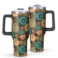thumbnail image 1 of 40oz Pioneer Flower Floral Print Pattern Insulated Tumbler with Handle, BPA-Free Leak Proof Lid and Straws, Double Wall Vacuum, Hot 12h/Cold 34h, 1 of 6