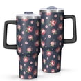 thumbnail image 1 of 40oz Pioneer Flower Floral Print Pattern Insulated Tumbler with Handle, BPA-Free Leak Proof Lid and Straws, Double Wall Vacuum, Hot 12h/Cold 34h, 1 of 6