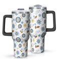 thumbnail image 1 of 40oz Pioneer Flower Floral Print Pattern Insulated Tumbler with Handle, BPA-Free Leak Proof Lid and Straws, Double Wall Vacuum, Hot 12h/Cold 34h, 1 of 6
