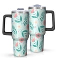 thumbnail image 1 of 40oz Pioneer Flower Floral Print Pattern Insulated Tumbler with Handle, BPA-Free Leak Proof Lid and Straws, Double Wall Vacuum, Hot 12h/Cold 34h, 1 of 6