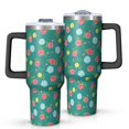 thumbnail image 1 of 40oz Pioneer Flower Floral Print Pattern Insulated Tumbler with Handle, BPA-Free Leak Proof Lid and Straws, Double Wall Vacuum, Hot 12h/Cold 34h, 1 of 6