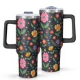 thumbnail image 1 of 40oz Pioneer Flower Floral Print Pattern Insulated Tumbler with Handle, BPA-Free Leak Proof Lid and Straws, Double Wall Vacuum, Hot 12h/Cold 34h, 1 of 6