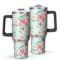 thumbnail image 1 of 40oz Pioneer Flower Floral Print Pattern Insulated Tumbler with Handle, BPA-Free Leak Proof Lid and Straws, Double Wall Vacuum, Hot 12h/Cold 34h, 1 of 6