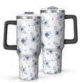 thumbnail image 1 of 40oz Pioneer Flower Floral Print Pattern Insulated Tumbler with Handle, BPA-Free Leak Proof Lid and Straws, Double Wall Vacuum, Hot 12h/Cold 34h, 1 of 6