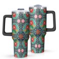 thumbnail image 1 of 40oz Pioneer Flower Floral Print Pattern Insulated Tumbler with Handle, BPA-Free Leak Proof Lid and Straws, Double Wall Vacuum, Hot 12h/Cold 34h, 1 of 6