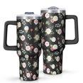 thumbnail image 1 of 40oz Pioneer Flower Floral Print Pattern Insulated Tumbler with Handle, BPA-Free Leak Proof Lid and Straws, Double Wall Vacuum, Hot 12h/Cold 34h, 1 of 6