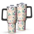 thumbnail image 1 of 40oz Pioneer Flower Floral Print Pattern Insulated Tumbler with Handle, BPA-Free Leak Proof Lid and Straws, Double Wall Vacuum, Hot 12h/Cold 34h, 1 of 6
