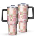 thumbnail image 1 of 40oz Pioneer Flower Floral Print Pattern Insulated Tumbler with Handle, BPA-Free Leak Proof Lid and Straws, Double Wall Vacuum, Hot 12h/Cold 34h, 1 of 6