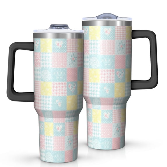 40oz Pioneer Flower Floral Print Pattern Insulated Tumbler with Handle, BPA-Free Leak Proof Lid and Straws, Double Wall Vacuum, Hot 12h/Cold 34h
