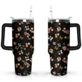 thumbnail image 1 of 40oz Pioneer Tumbler with Handle Lid and Straw,Colorful Floral Tumblers Gifts for Women Girls Men Adults（Black）, 1 of 7