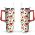 thumbnail image 1 of 40oz Pioneer Tumbler with Handle Lid and Straw,Colorful Floral Tumblers Gifts for Women Girls Men Adults（Red）, 1 of 7