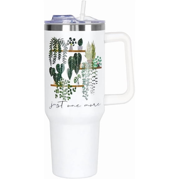 40oz Plant Lover Tumbler with Handle & Straw Lid - Vacuum Insulated, Leak Proof Stainless Steel Cup | Gardening Gifts for Women, Plant Lady Accessories