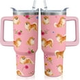 thumbnail image 1 of 40oz Pomeranian Puppy Tumbler with Handle and Straw, Cute Stainless Steel Insulated Travel Mug, Gift for Dog Lovers, Birthday, Mother’s Day, 1 of 6