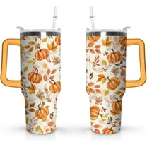 40oz Stainless Steel Tumbler with Handle - Large Pumpkin Design, Leak-Proof, Insulated for Hot & Cold Drinks