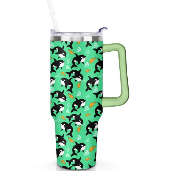 40oz Shark Tumbler with Handle Straw Spill Proof Lid 40 oz Shark Theme Tumbler Double Insulated Travel Coffee Cup Shark Gifts for Men Women