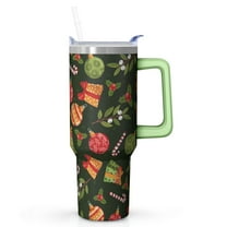 40oz Snowman Christmas Holiday Insulated Stainless Steel Tumbler, Winter Coffee Cup with Handle and Straw, Travel Gift for Adults