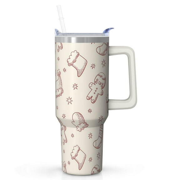 40oz Snowman Tumbler with Handle Straw Leak Proof Stainless Steel Cup Christmas Presents Gifts