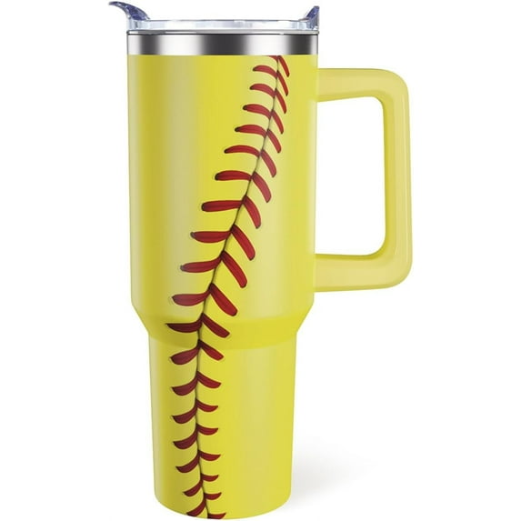 40oz Softball Tumbler with Handle Softball Gifts Stuff for Women Girls Men Gift for Coach Lovers Fan Stainless Steel Cup
