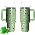 thumbnail image 1 of 40oz St Patricks Day Tumbler with Handle and Straw, Green Irish Shamrocks Gnome Stainless Steel Vacuum Insulated Cup, Travel Mug Water Bottle, Gifts for Women Men, 1 of 6