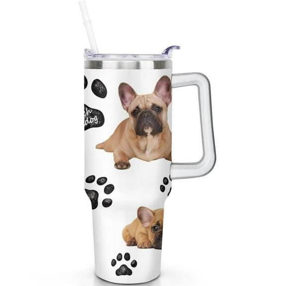 40oz Stainless Steel Dog Travel Cup – Lightweight Tumbler with Flip Straw Lid and Handle, Perfect Gift for Dog Moms