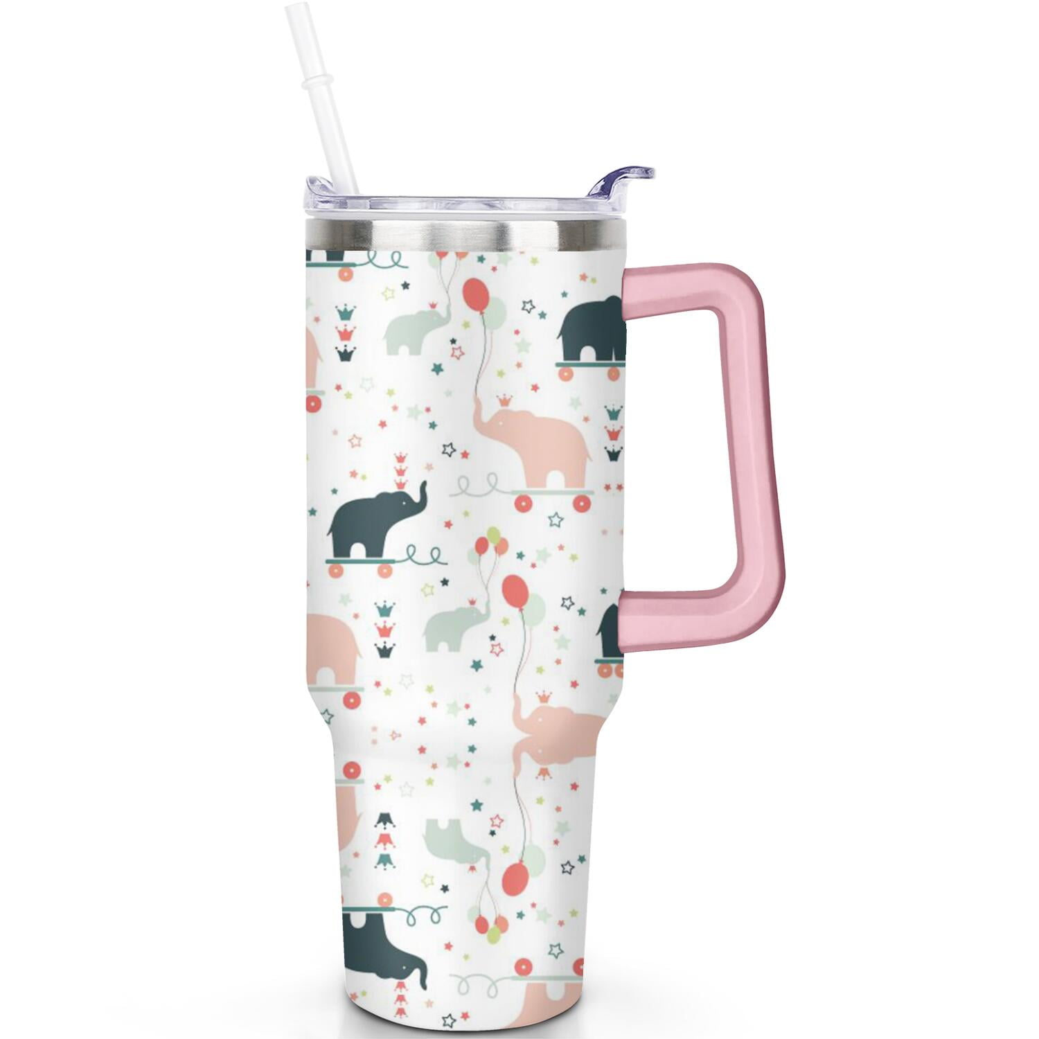 Image result for 40oz Stainless Steel Elephant Mug with Straw and Handle, Leak Proof ...