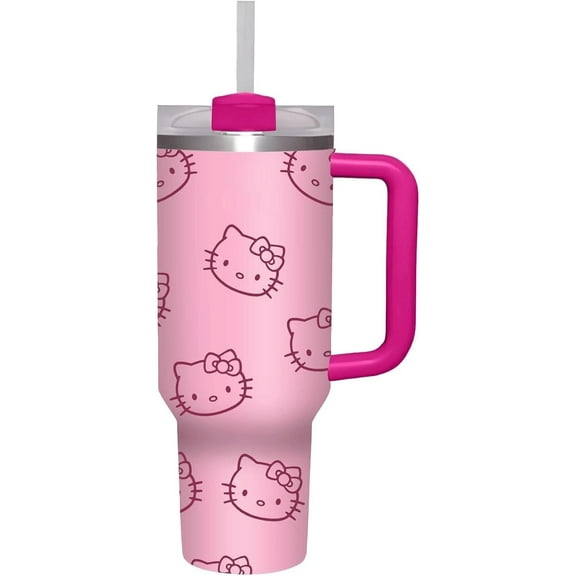 40oz Stainless Steel Insulated Mug with Handle and Straw Beer Stein Ice Bar Cup Portable Travel Car Cup (Pink), Lare, 00011